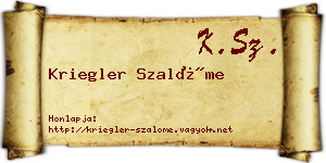 Kriegler Szalóme névjegykártya